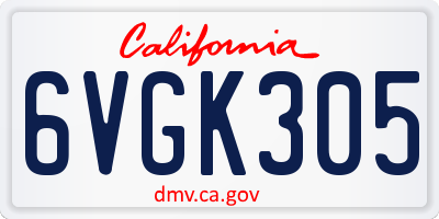 CA license plate 6VGK305