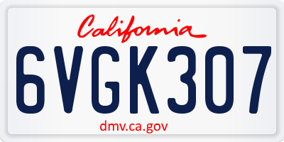 CA license plate 6VGK307
