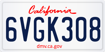 CA license plate 6VGK308