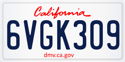 CA license plate 6VGK309