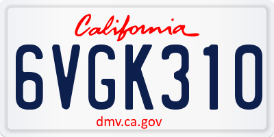 CA license plate 6VGK310