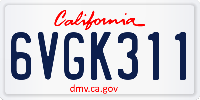 CA license plate 6VGK311