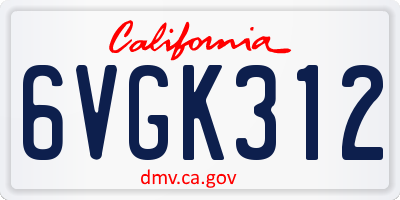 CA license plate 6VGK312