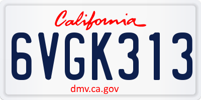 CA license plate 6VGK313