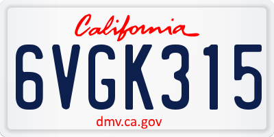 CA license plate 6VGK315