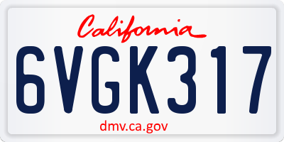 CA license plate 6VGK317