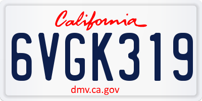 CA license plate 6VGK319