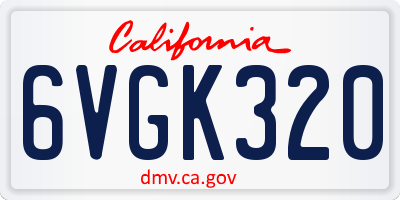 CA license plate 6VGK320