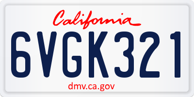 CA license plate 6VGK321
