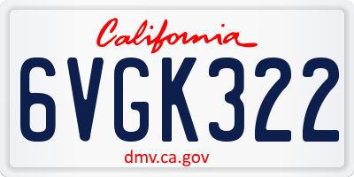 CA license plate 6VGK322