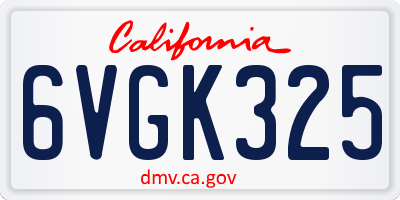 CA license plate 6VGK325