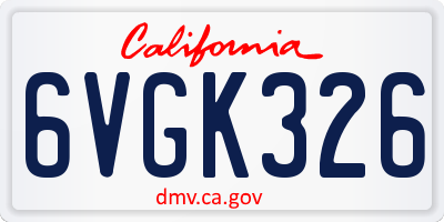 CA license plate 6VGK326