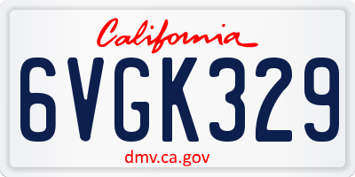 CA license plate 6VGK329