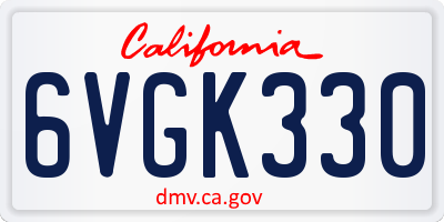 CA license plate 6VGK330