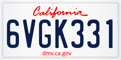 CA license plate 6VGK331