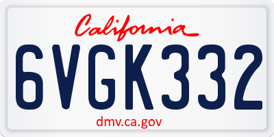 CA license plate 6VGK332
