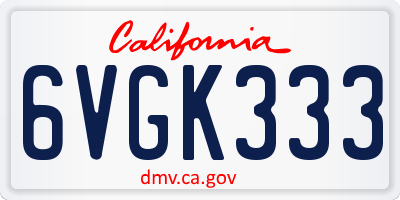 CA license plate 6VGK333
