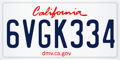 CA license plate 6VGK334