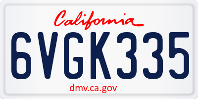 CA license plate 6VGK335