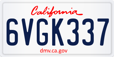 CA license plate 6VGK337