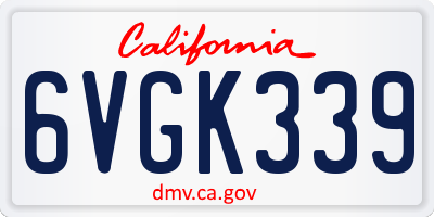 CA license plate 6VGK339