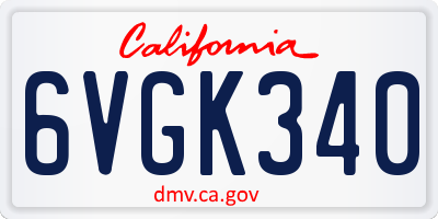 CA license plate 6VGK340