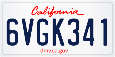 CA license plate 6VGK341