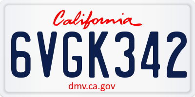 CA license plate 6VGK342