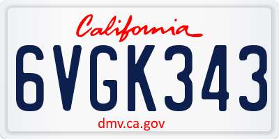 CA license plate 6VGK343