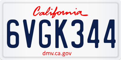 CA license plate 6VGK344