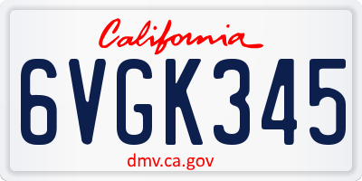 CA license plate 6VGK345