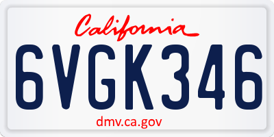 CA license plate 6VGK346