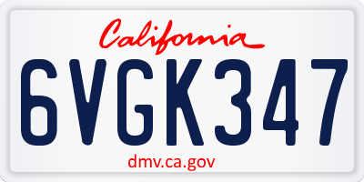 CA license plate 6VGK347