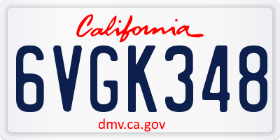 CA license plate 6VGK348
