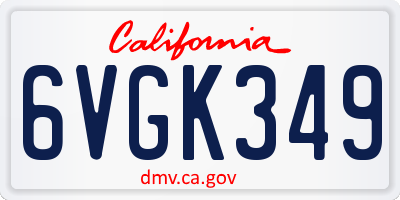 CA license plate 6VGK349