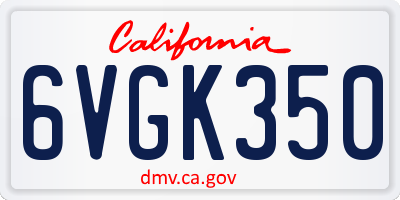 CA license plate 6VGK350