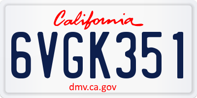 CA license plate 6VGK351