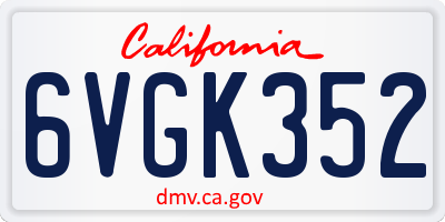 CA license plate 6VGK352