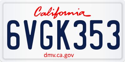 CA license plate 6VGK353