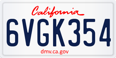 CA license plate 6VGK354