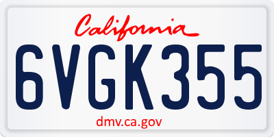 CA license plate 6VGK355