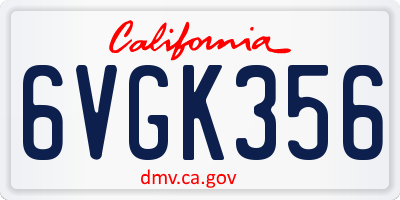 CA license plate 6VGK356