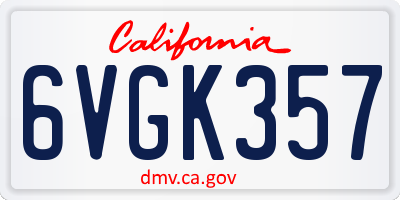 CA license plate 6VGK357