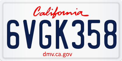 CA license plate 6VGK358