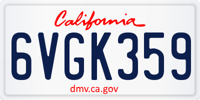 CA license plate 6VGK359