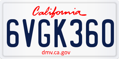 CA license plate 6VGK360