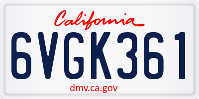CA license plate 6VGK361