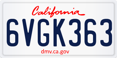 CA license plate 6VGK363