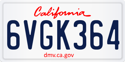 CA license plate 6VGK364
