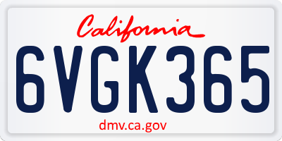 CA license plate 6VGK365